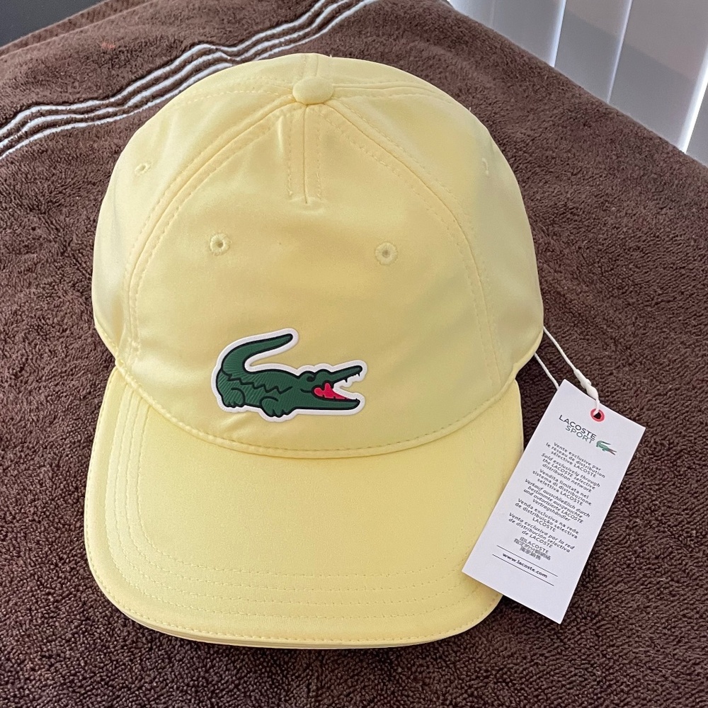 (NWT) LACOSTE Sport, “Miami Open” Tennis Golf Hat Yellow Size M